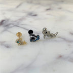 16G 5/16 Clear Aqua Gem Gold Tone Whale Labret Monroe Tragus