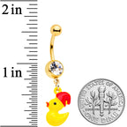 Clear Gem Gold Tone Sleepy Duck Dangle Belly Ring