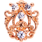 16G 1/4 Clear CZ Gem Rose Gold Tone Elegant Labret Monroe Tragus