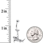 Clear Black Gem Shark Dangle Belly Ring