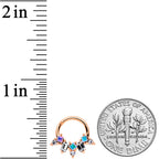 16G 5/16 Aurora CZ Gem Rose Gold Tone Fan Hinged Segment Ring