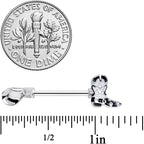 14G 9/16 Western Boot Hat Barbell Nipple Ring Set