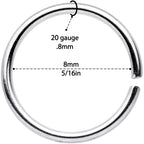20G 5/16 Steel Black Anodized Seamless Circular Ring Set of 12