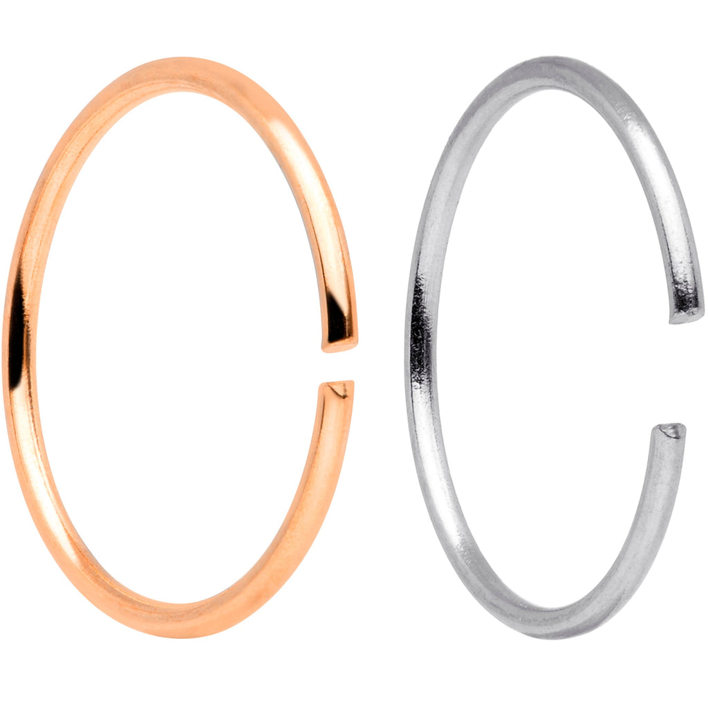 22G 5/16 Steel Rose Gold Tone Anodized Seamless Circular Ring Set of 12