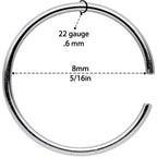 22G 5/16 Steel Rose Gold Tone Anodized Seamless Circular Ring Set of 12