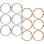 20G 5/16 Steel Rose Gold Tone Anodized Seamless Circular Ring Set of 12