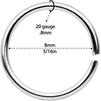 20G 5/16 Steel Rose Gold Tone Anodized Seamless Circular Ring Set of 12
