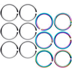 18G 5/16 Steel Rainbow Anodized Seamless Circular Ring Set of 12
