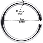 18G 5/16 Steel Rainbow Anodized Seamless Circular Ring Set of 12