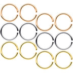 18G 5/16 Gold Tone Rose Gold Tone Anodized Seamless Circular Ring Set of 12