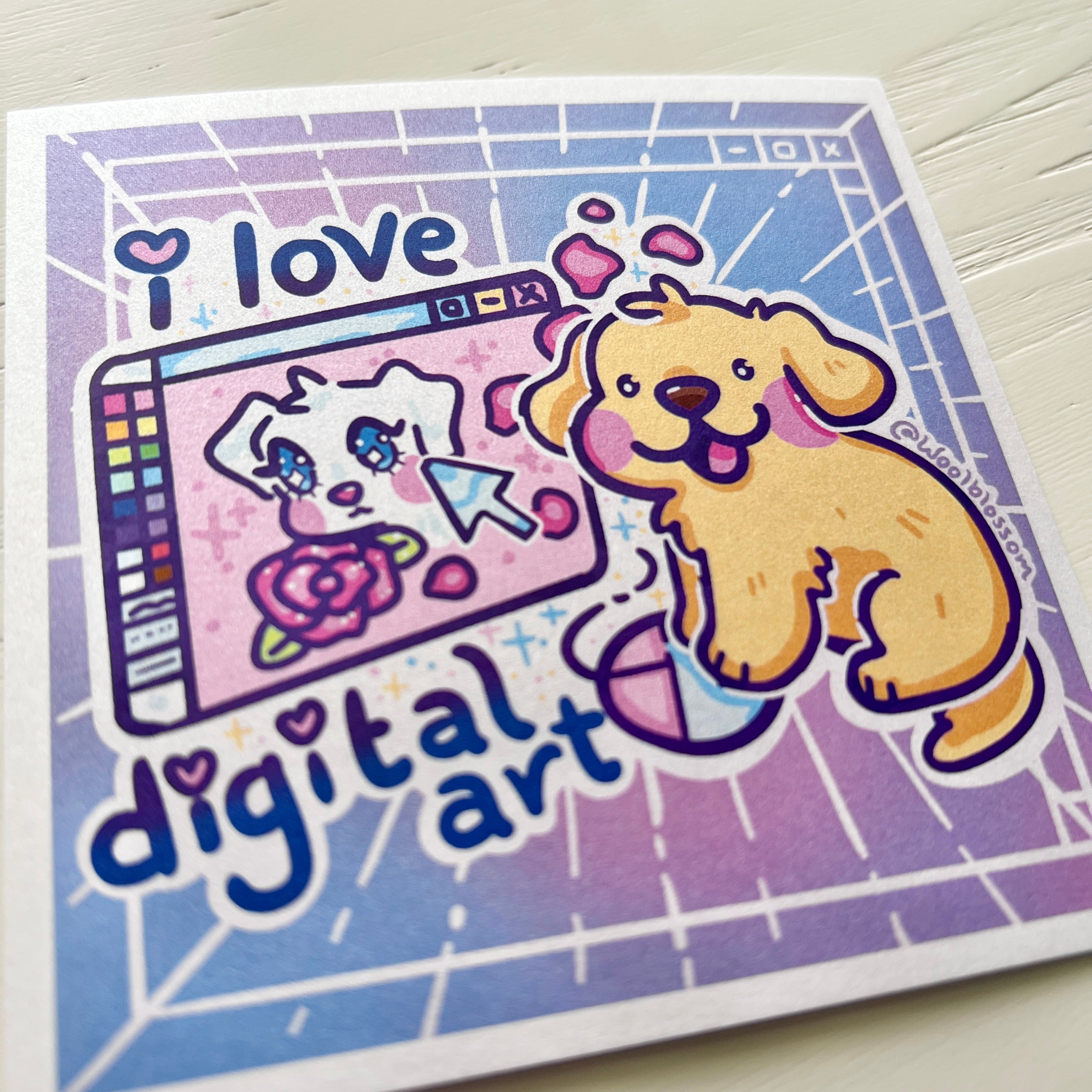 Digital Art Lover Puppy ~ Shimmer Print