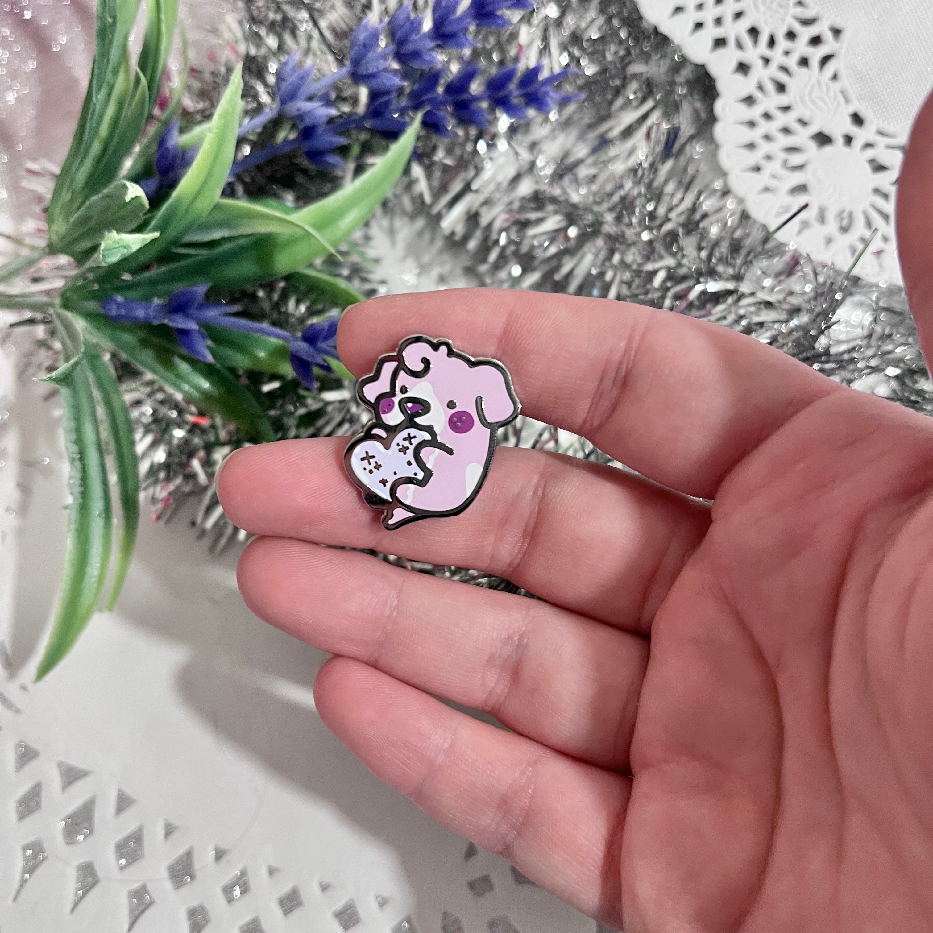 Pearl and Sky Hearts ~ Mini Enamel Pin Duo