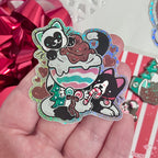 Minty Sundae Kitties ~ Pixie Dust Glitter Sticker
