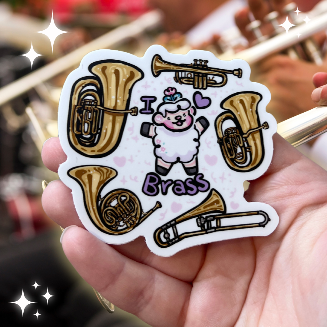 "I Love Brass!" Instruments Sprout ~ Sticker