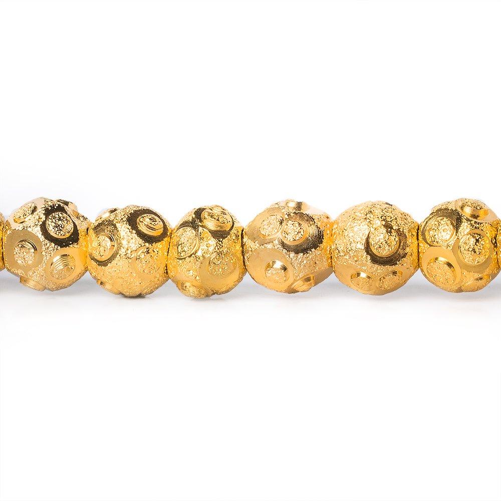 6mm 22kt Gold Plated Brass Diamond Cut Rounds 8 inch 37 beads