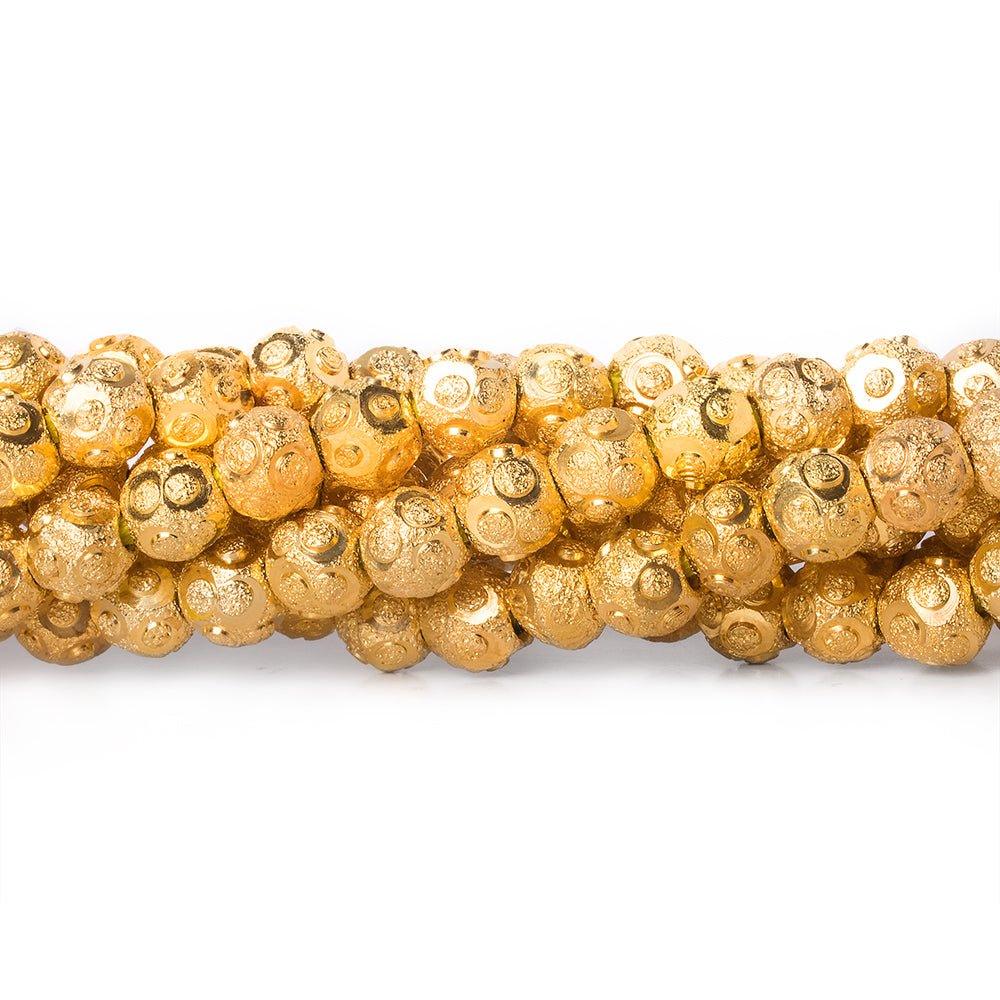 6mm 22kt Gold Plated Brass Diamond Cut Rounds 8 inch 37 beads