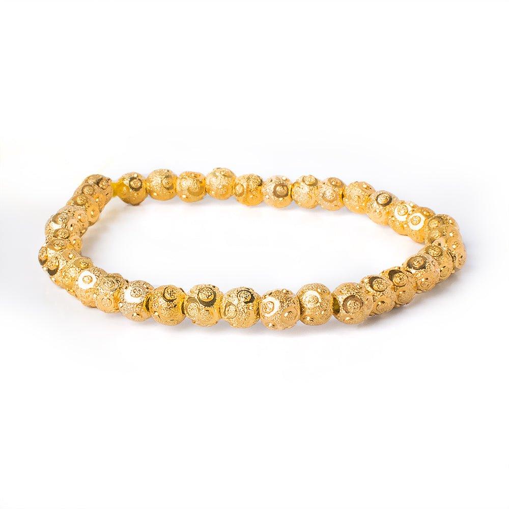 6mm 22kt Gold Plated Brass Diamond Cut Rounds 8 inch 37 beads