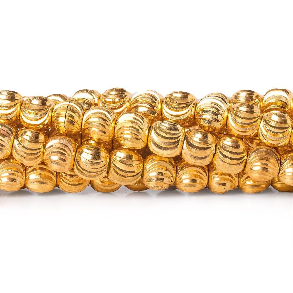 6mm 22kt Gold Plated Brass Wavy Groove Rounds 8 inch 37 beads