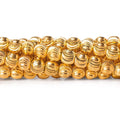 6mm 22kt Gold Plated Brass Wavy Groove Rounds 8 inch 37 beads