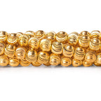 6mm 22kt Gold Plated Brass Wavy Groove Rounds 8 inch 37 beads