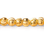 6mm 22kt Gold Plated Brass Wavy Groove Rounds 8 inch 37 beads