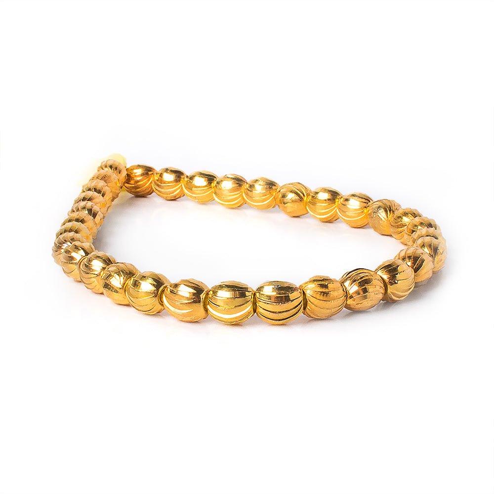 6x5mm 22kt Gold Plated Brass Scallop Ovals 8 inch 37 beads