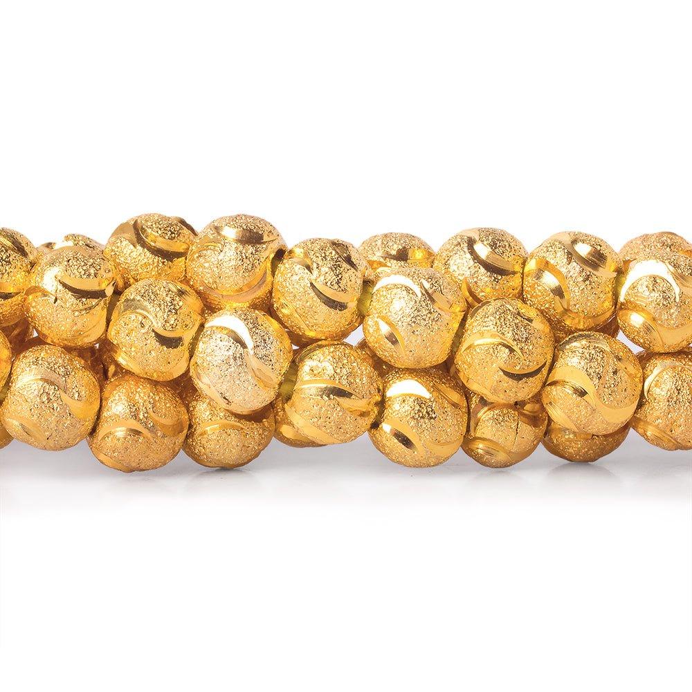6mm 22kt Gold Plated Brass Half Moon Stardust Rounds 8 inch 37 beads