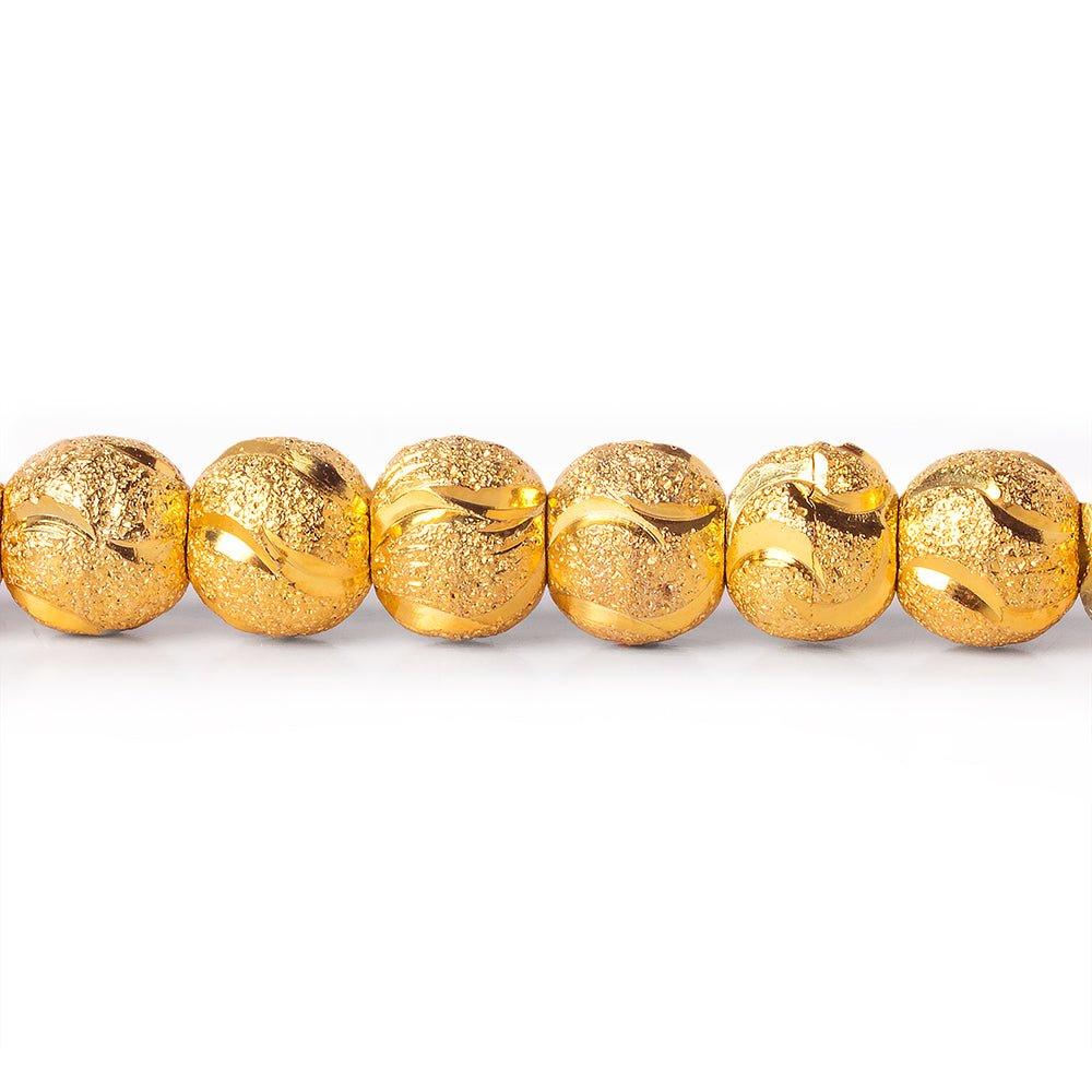 6mm 22kt Gold Plated Brass Half Moon Stardust Rounds 8 inch 37 beads