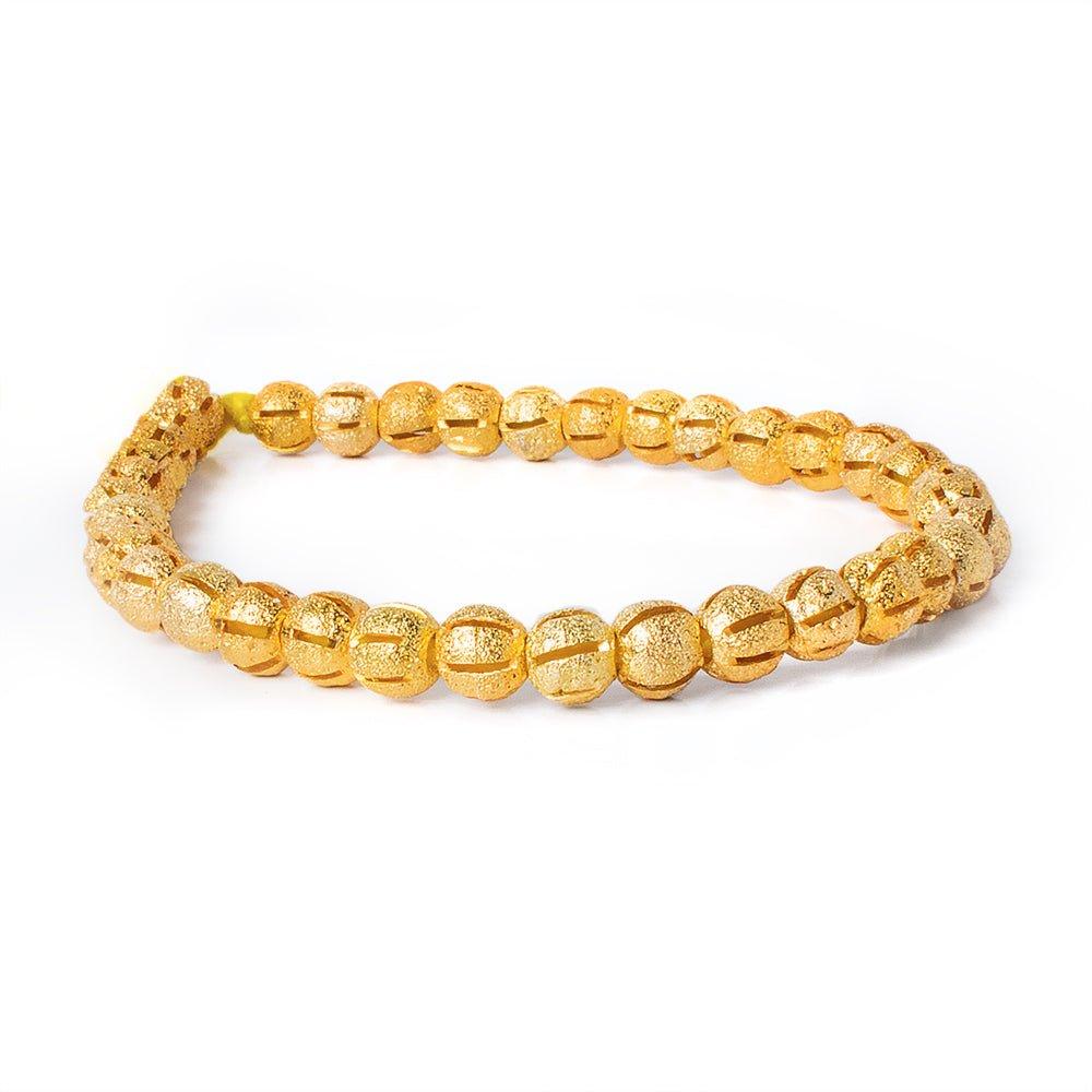 6mm 22kt Gold Plated Brass Striped Stardust Rounds 8 inch 37 beads