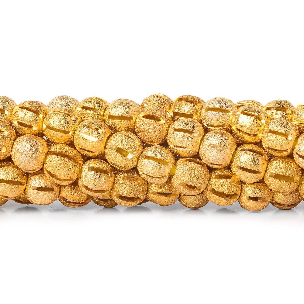 6mm 22kt Gold Plated Brass Striped Stardust Rounds 8 inch 37 beads