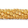 6mm 22kt Gold Plated Brass Striped Stardust Rounds 8 inch 37 beads