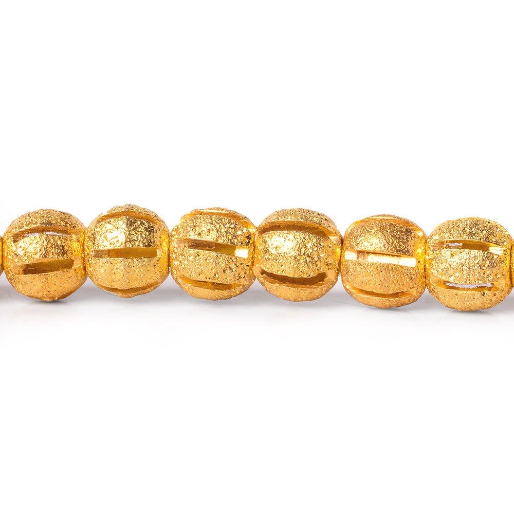 6mm 22kt Gold Plated Brass Striped Stardust Rounds 8 inch 37 beads