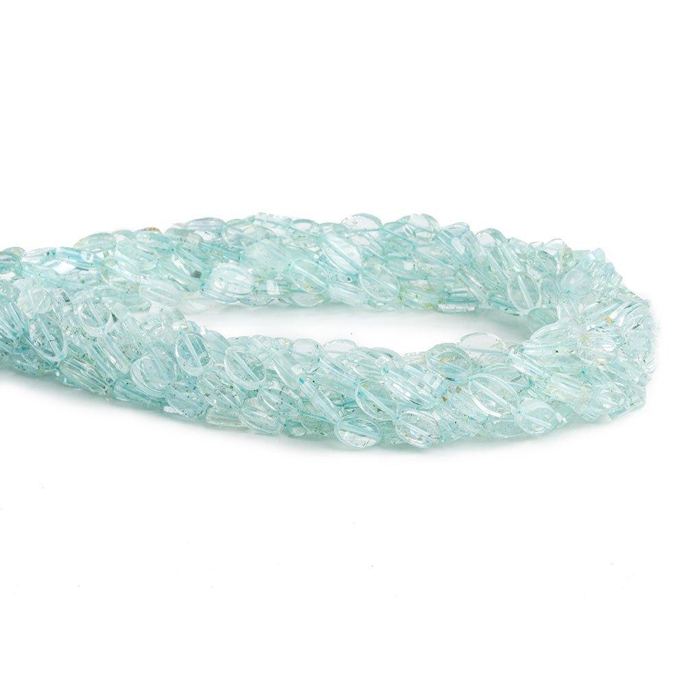 6mm Aquamarine Faceted Beveled Oval Beads, 14 inch
