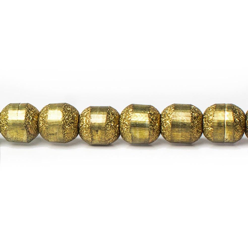 6mm Brass Barrel Textured and Smooth Beads, 8 inch