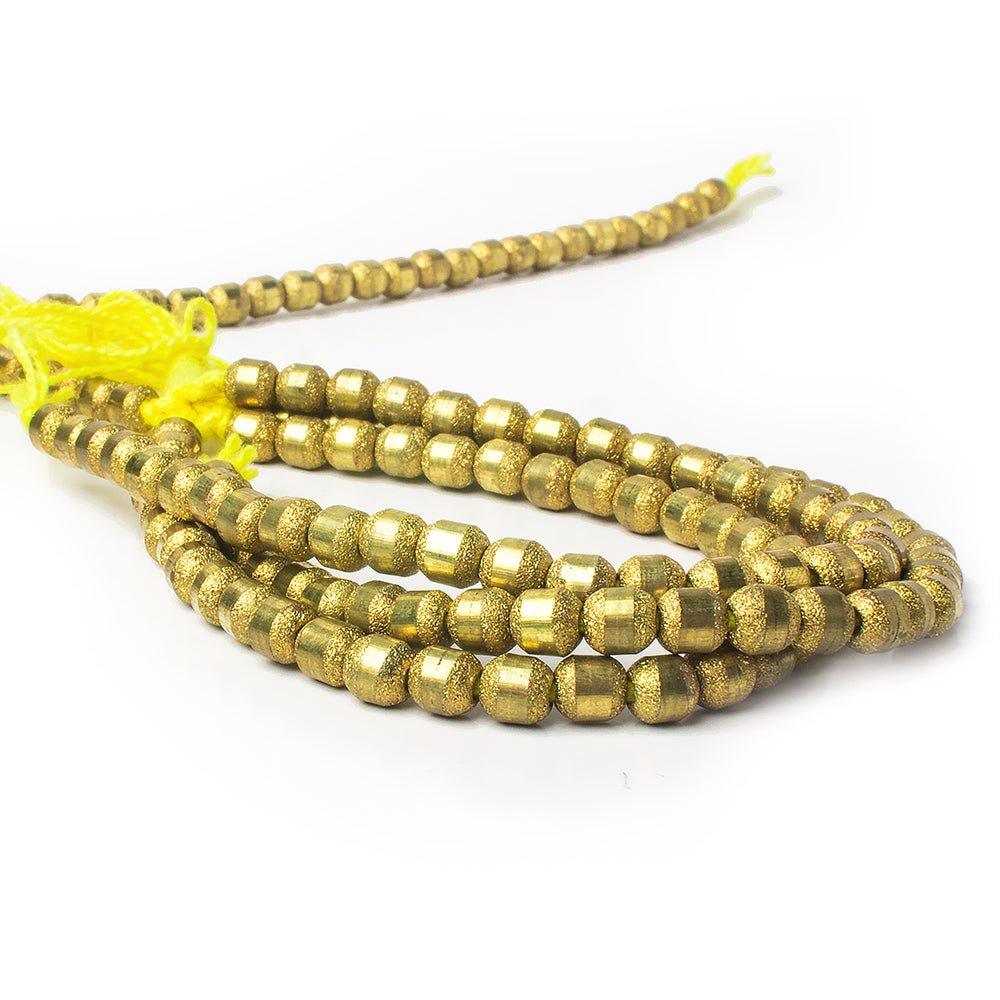 6mm Brass Barrel Textured and Smooth Beads, 8 inch