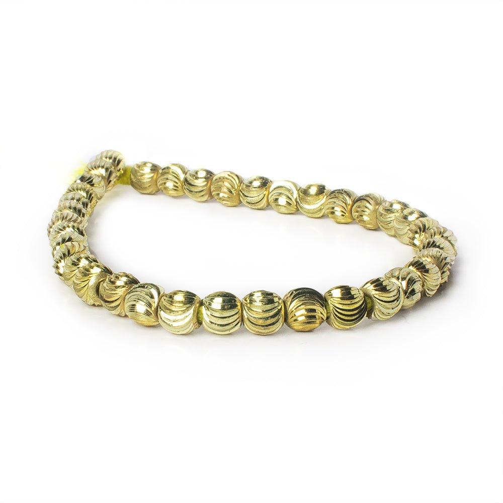 6mm Brass Fluted Round Beads 8 inch 36 beads