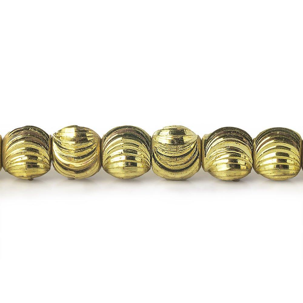 6mm Brass Fluted Round Beads 8 inch 36 beads
