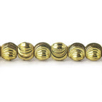 6mm Brass Fluted Round Beads 8 inch 36 beads