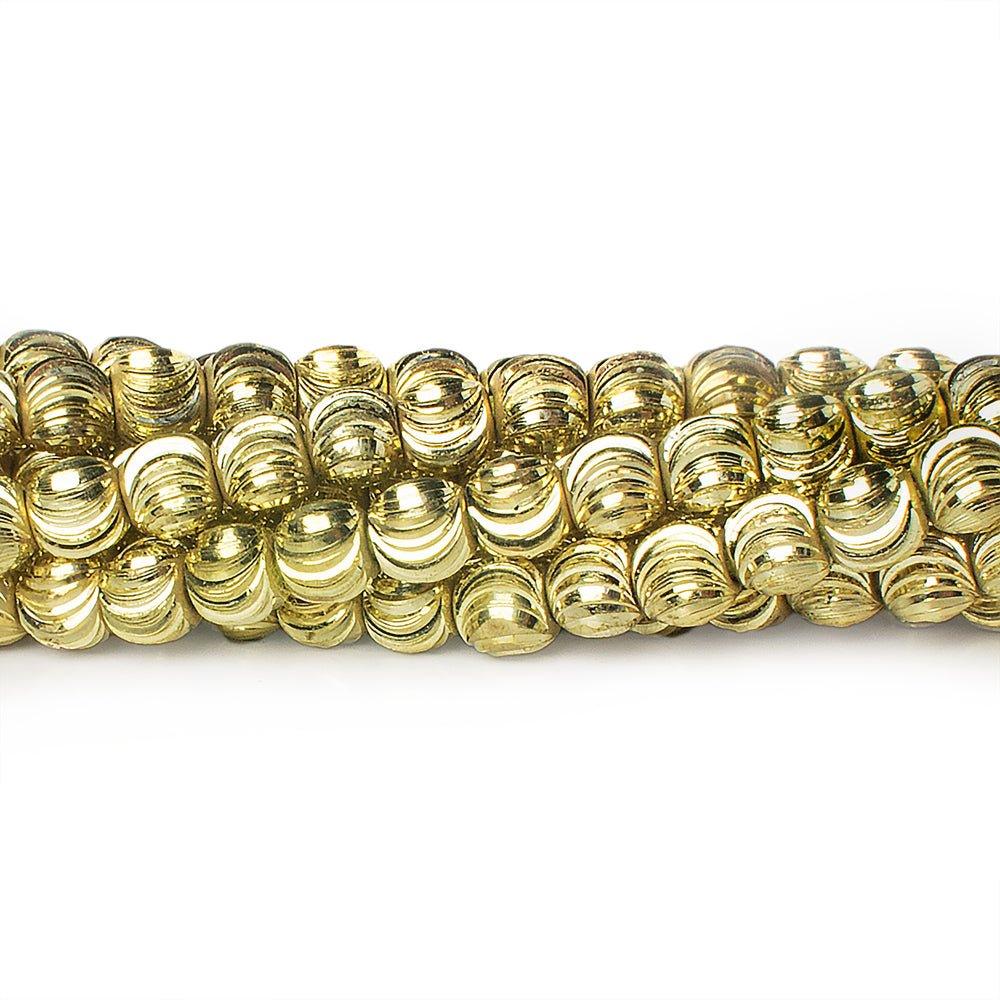 6mm Brass Fluted Round Beads 8 inch 36 beads