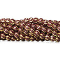 6mm Burgundy Enamel Brass Wavy Rounds 8 inch 37 beads