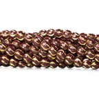 6mm Burgundy Enamel Brass Wavy Rounds 8 inch 37 beads