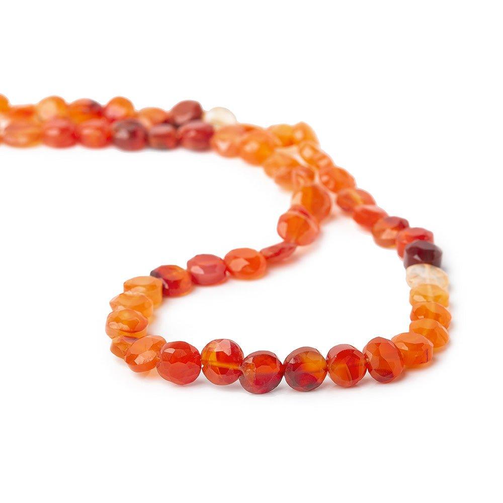 6mm Carnelian Faceted Coin Beads, 14 inch