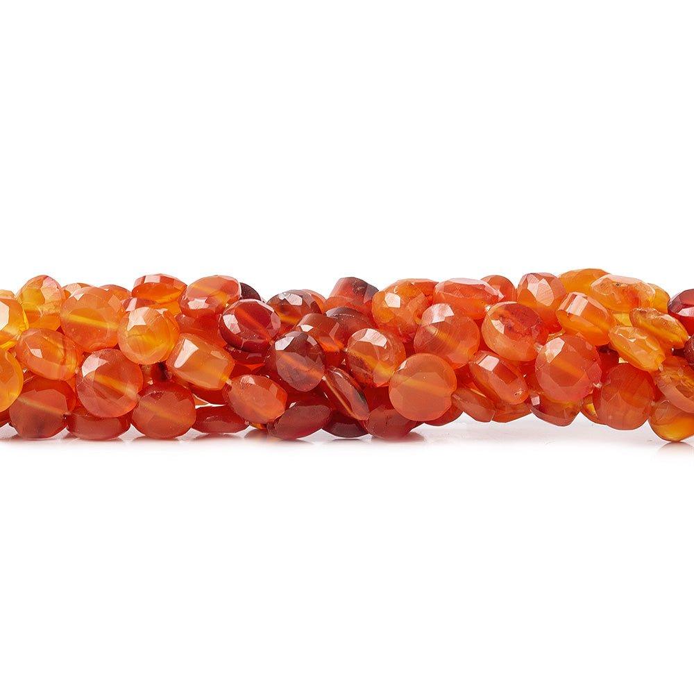 6mm Carnelian Faceted Coin Beads, 14 inch