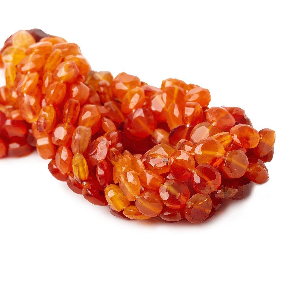 6mm Carnelian Faceted Coin Beads, 14 inch