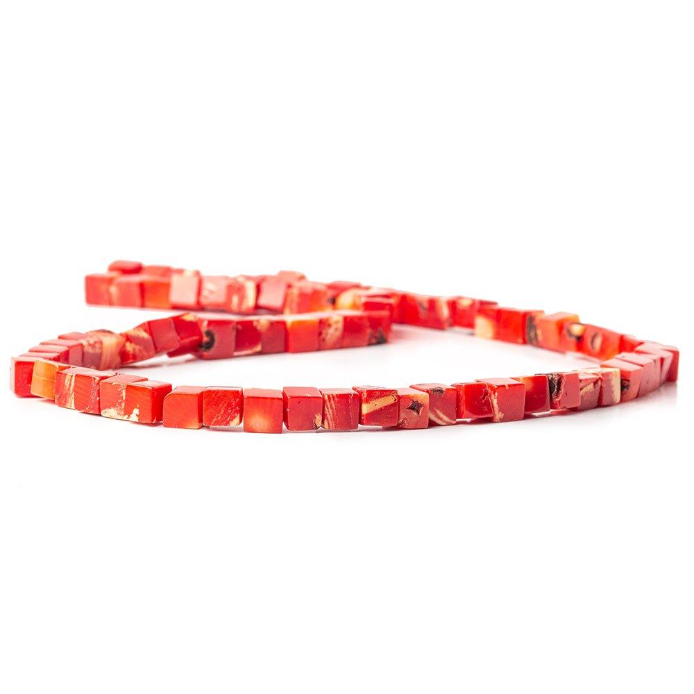 6mm Red Coral Cube Beads 14 inch 68 pcs
