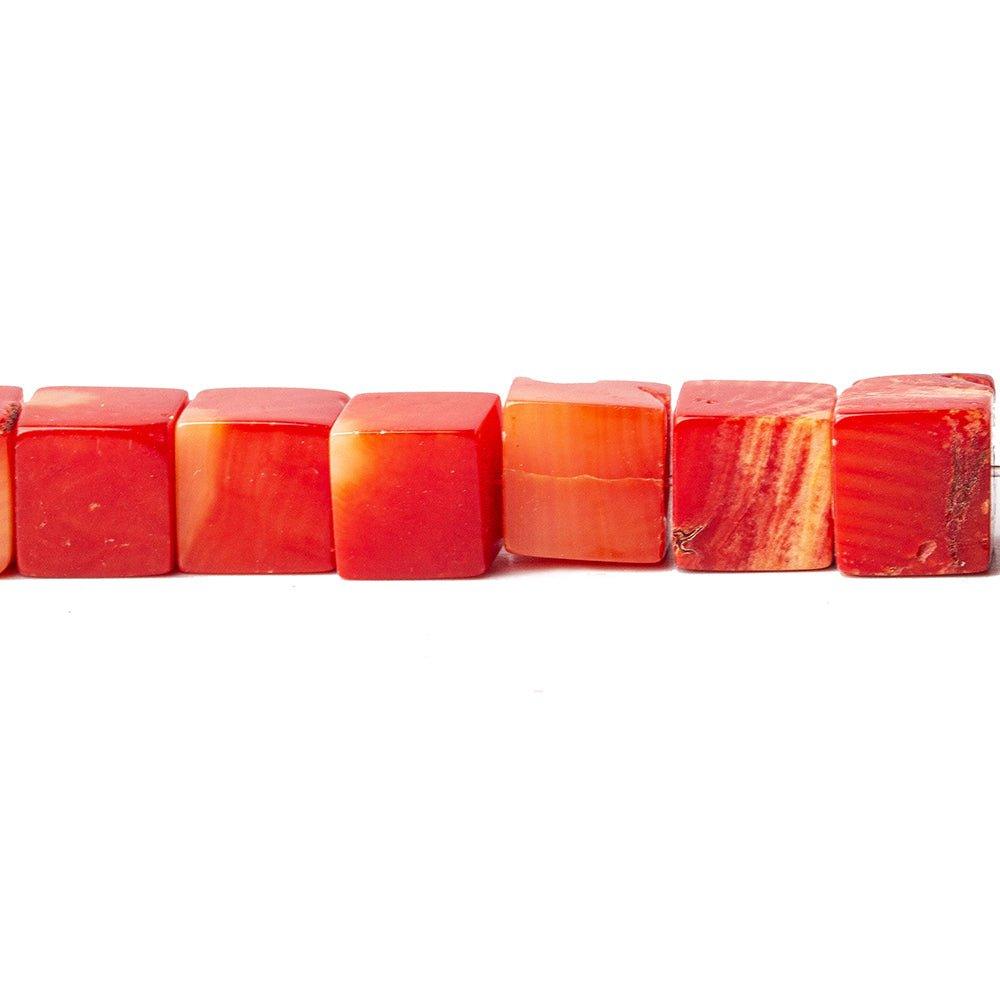6mm Red Coral Cube Beads 14 inch 68 pcs