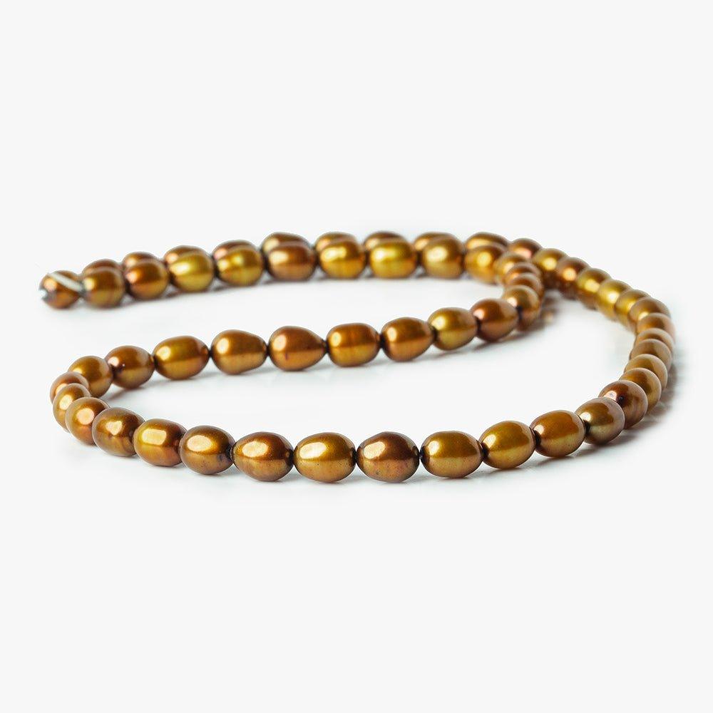 6mm Golden Copper Oval Pearls, 15.5 inch