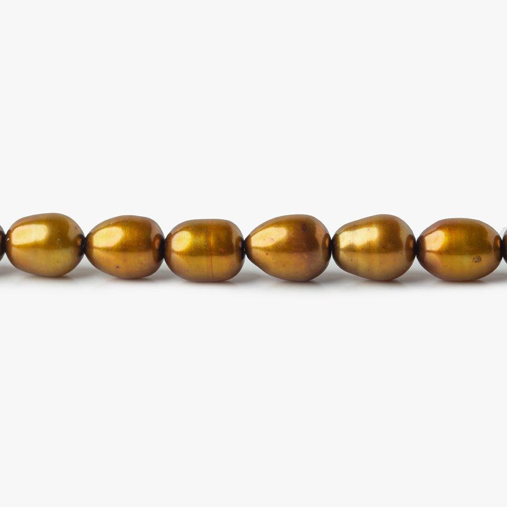 6mm Golden Copper Oval Pearls, 15.5 inch