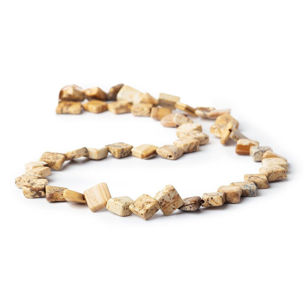 6mm Picture Jasper Corner Drilled Square Beads, 14 inch