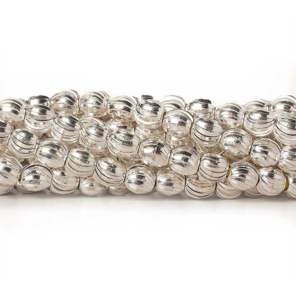 6mm Sterling Silver Plated Brass Curved Groove Rounds 8 inch 37 beads